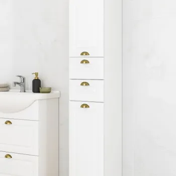 Dulap baie seria 172, front MDF, 2 usi, 2 sertare, alb rustic, 35x31.6x180 cm imagine