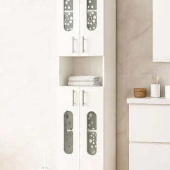 Dulap baie seria 177 LAGUNA, front MDF, 4 usi, alb, 35x31.6x166 cm imagine