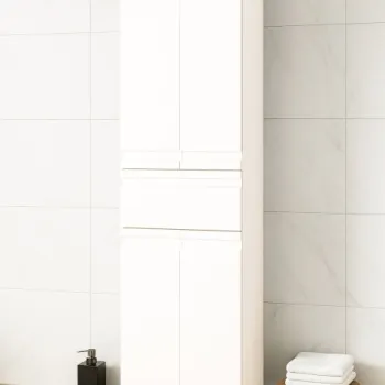 Dulap baie seria 786, front MDF, 4 usi, 1 sertar, montat, alb, 50x32x180 cm imagine