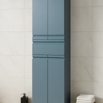 Dulap baie seria 786, front MDF, 4 usi, 1 sertar, montat, antracit, 50x32x180 cm imagine