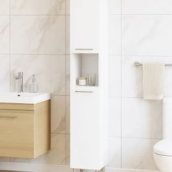 Dulap baie SOLE, front MDF, 2 usi, alb, 30x31.6x180 cm imagine