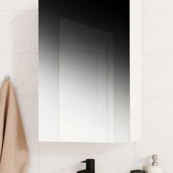 Dulap baie suspendat, 1 usa, oglinda, alb, 50x14x68 cm imagine