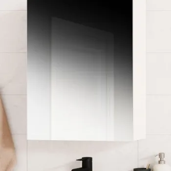 Dulap baie suspendat, 1 usa, oglinda, alb, 60x14x68 cm imagine