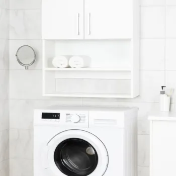 Dulap baie suspendat, 2 usi, alb, 60x25x90 cm imagine