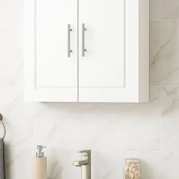 Dulap baie suspendat ANDRE, front MDF, 2 usi, alb, 60x17x60 cm imagine