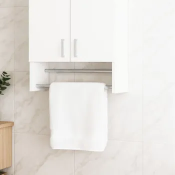 Dulap baie suspendat BELLA, 2 usi, montat, alb, 60x21.5x68 cm imagine