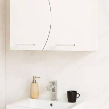 Dulap baie suspendat, front MDF, 2 usi, alb, 60x25x45 cm imagine