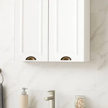 Dulap baie suspendat seria 172, front MDF, 2 usi, montat, alb, 60x21.5x68 cm imagine