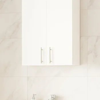 Dulap baie suspendat VERONA, front MDF, 2 usi, alb, 55x21.5x68 cm imagine