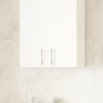 Dulap baie suspendat VERONA, front MDF, 2 usi, alb, 60x21.5x68 cm imagine