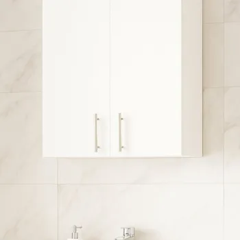 Dulap baie suspendat VERONA, front MDF, 2 usi, alb, 65x21.5x68 cm imagine