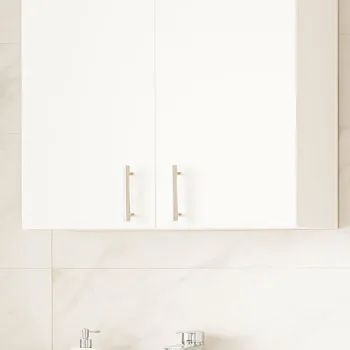 Dulap baie suspendat VERONA, front MDF, 2 usi, alb, 80x21.5x68 cm imagine