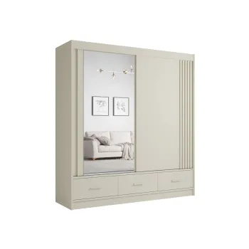 Dulap CANADA CA31-20, usi glisante, 3 sertare, 5 rafturi, bara de haine, oglinda, casmir, 200x60x215 cm imagine