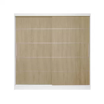 Dulap CORFU 03, usi glisante, corp alb + usi somona, 200x60x200 cm imagine