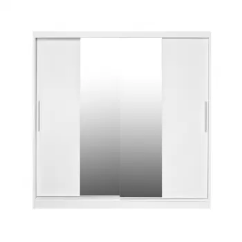 Dulap CORFU 04, usi glisante si oglinda, alb, 200x60x200 cm imagine