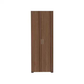 Dulap CORINNE, 2 usi, 1 raft, bara de haine, nuc, cant vanilie, 80x50x188 cm imagine