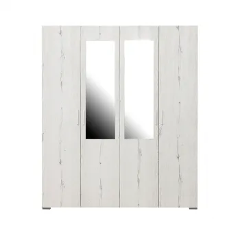 Dulap CORINNE, oglinzi, 4 usi, 4 rafturi, bara de haine, alb Elvetia, 160x50x188 cm imagine