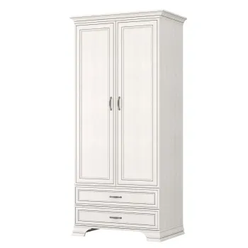 Dulap cu 2 usi si 2 sertare TIFFANY II, cu bara haine, crem fineline, 99x62,4x212,1 cm imagine