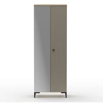 Dulap DOMINICA, 2 usi, cu oglinda, taupe + stejar silverjack, 70x41x199 cm imagine