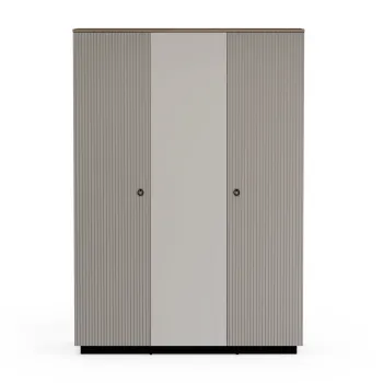 Dulap DOMINICA, 3 usi, cu oglinda, taupe + stejar silverjack, 153x60x218 cm imagine