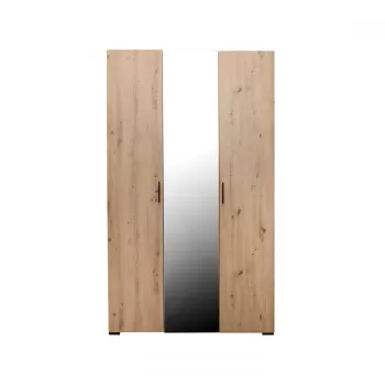 Dulap ECONO, oglinzi, 3 usi, 4 rafturi, bara de haine, artisan, 120x50x206 cm imagine