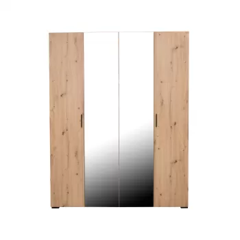 Dulap ECONO, oglinzi, 4 usi, 4 rafturi, bara de haine, artisan, 160x50x206 cm imagine