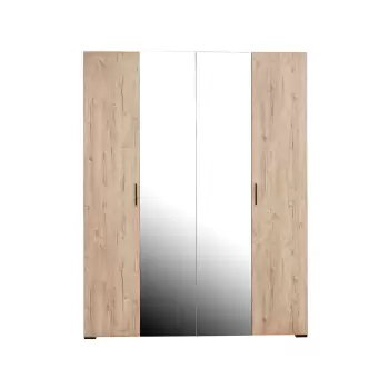 Dulap ECONO, oglinzi, 4 usi, 4 rafturi, bara de haine, sherwood, 160x50x206 cm imagine