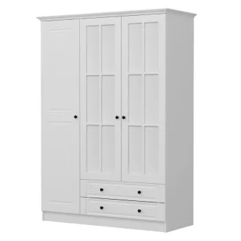 Dulap KALE 3, 3 usi, 2 sertare, alb, 135x52x210 cm imagine