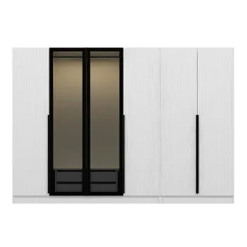 Dulap KALE PLUS, 6 usi, alb + geam fumuriu, 270x52x210 cm imagine