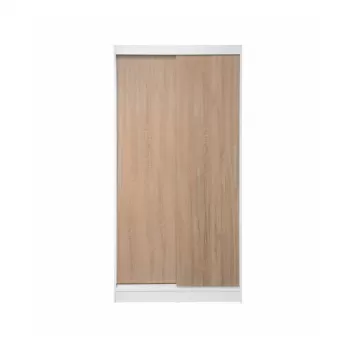 Dulap KOSS 01, usi glisante, corp alb + usi sonoma, 100x60x200 cm imagine