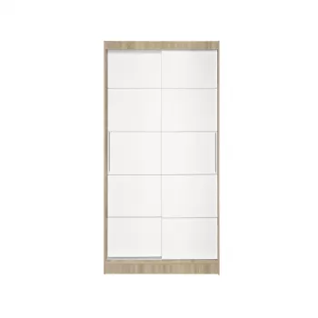 Dulap KOSS 03, cu usi glisante, corp sonoma + usi alb, 100x60x200 cm imagine