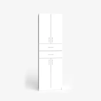 Dulap KSC-11, 4 usi, 4 rafturi, 2 sertare, alb, 60x37x196 cm imagine