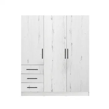 Dulap Leon cu sistem soft close, 3 usi si 3 sertare, alb Elvetia, 150x45x180 cm imagine