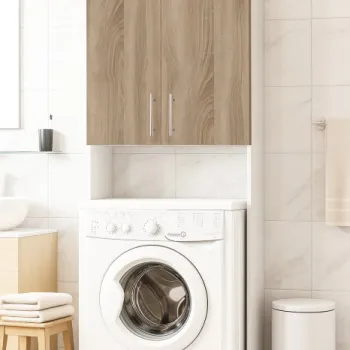 Dulap masina de spalat, 2 usi, alb + sonoma, 64x30x195 cm imagine