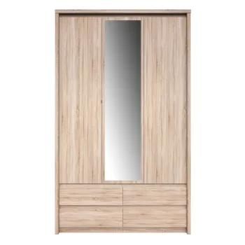 Dulap NORTON, 3 usi, 4 sertare, cu oglinda, stejar sonoma, 127x60x210 cm imagine