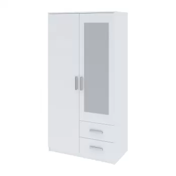Dulap SARAVENA, 2 usi, 2 sertare, alb, 100x58x200 cm imagine