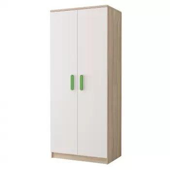 Dulap SMIK III - 06, 2 usi, corp sonoma, front, alb, verde, 80x50x193 cm imagine