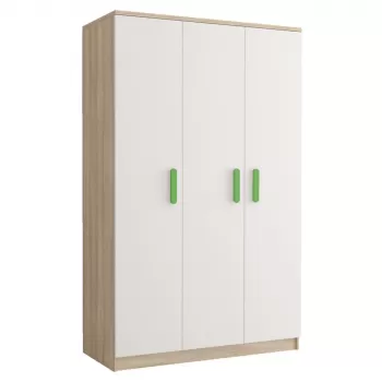 Dulap SMYK III - 19, 3 usi, corp sonoma, front alb, verde, 120x50x193 cm imagine