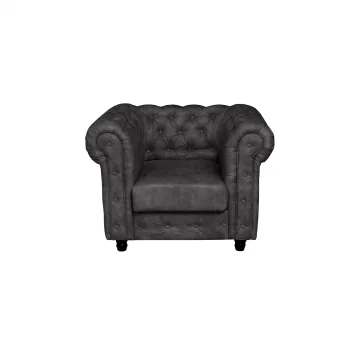 Fotoliu CHESTERFIELD cu arcuri, gri inchis, 105x90x80 cm imagine