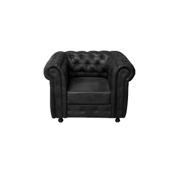 Fotoliu CHESTERFIELD cu arcuri, negru, 105x90x80 cm imagine
