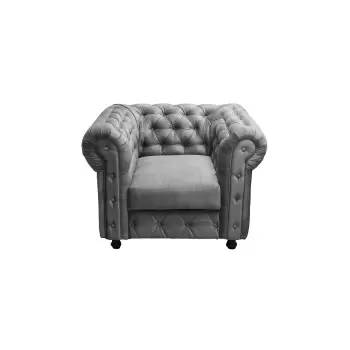 Fotoliu CHESTERFIELD fix, cu arcuri, gri, 115x90x80 cm imagine