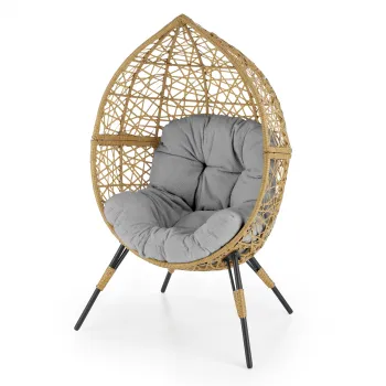 Fotoliu gradina OSKAR, natur + gri, 91x55x190 cm imagine