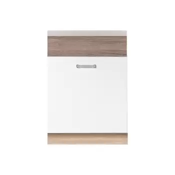 Front masina de spalat vase ECO-ZM60, 1 usa, corp stejar sonoma, fronturi alb lucios + stejar sanremo, 60 cm imagine