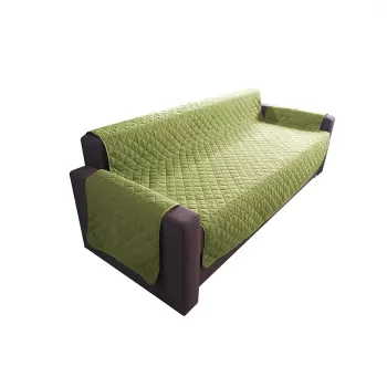 Husa canapea 2 locuri matlasata, doua fete, verde + vanilie, 125x185 cm imagine