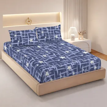 Husa de pat Finet + 2 fete de perna, pentru saltea de 160x200 cm, Navy Grid, Promo 4 imagine