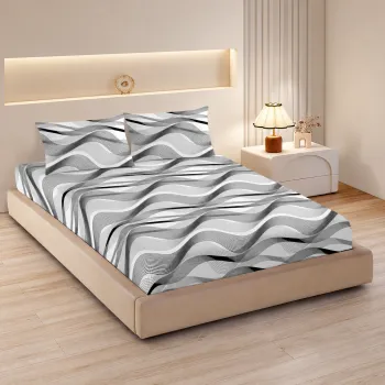 Husa de pat Finet + 2 fete de perna, pentru saltea de 160x200 cm, Silver Waves, 31 imagine