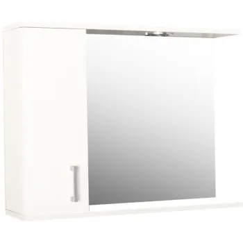 Kit oglinda cu iluminare LED si dulap, PROMO, alb, 70x60 cm imagine