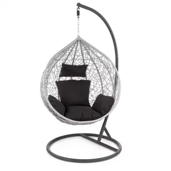 Leagan suspendat EGGY, negru + gri, 195 106x112x58 cm imagine