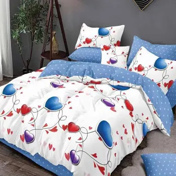 Lenjerie de pat finet 6 piese, cearceaf pat clasic, cearceaf pilota 200x230, 2 fete perna 50x70, 2 fete perna 70x70, Extra, Blue Royal imagine