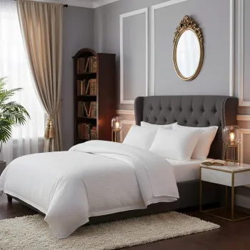 Lenjerie de pat pentru 1 persoana, Bumbac Damasc 100%, 3 piese, Cearceaf pat 160x240, Cearceaf pilota 150x210, Fete de perne 50x70, alb imagine